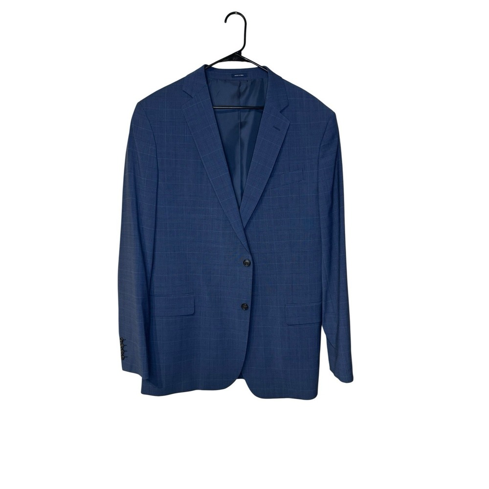 Stafford Men Blazer Jacket Plaid Woolblend‎ Classic Fit 2-Button Double Vent 46L